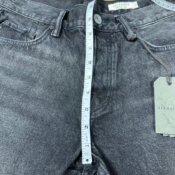 AllSaints NWT Switch Raw Hem Denim Shorts Washed Black Men's Size 31 Zip Fly - Picture 9 of 10